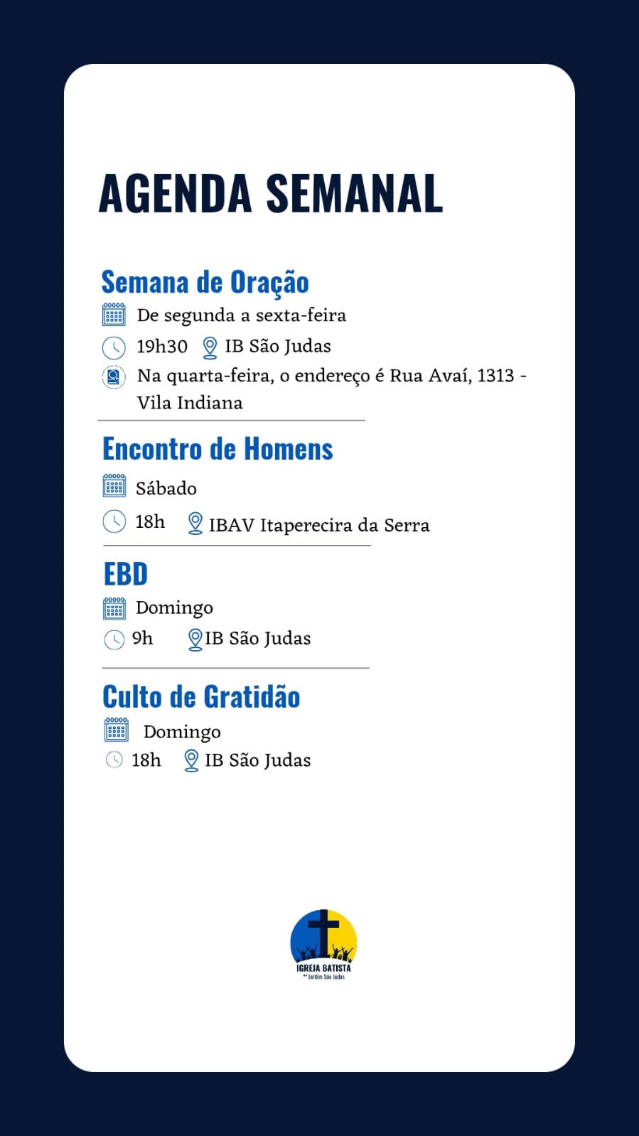 Agenda semanal Dezembro 2025